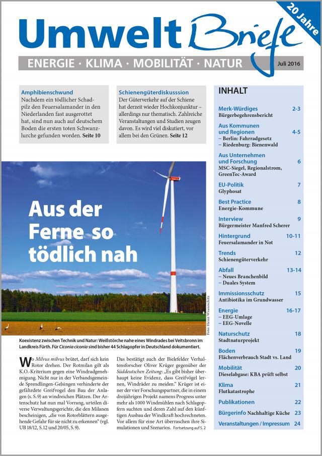 Zeitschrift UmweltBriefe Heft Juli 2016