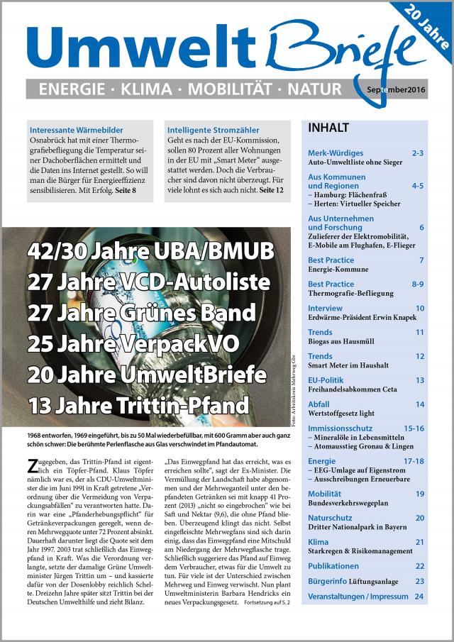 Zeitschrift UmweltBriefe Heft September 2016