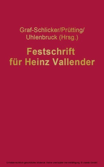 Festschrift für Heinz Vallender
