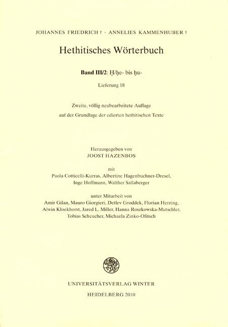 Hethitisches Wörterbuch / Band III/2: H/he bis hu