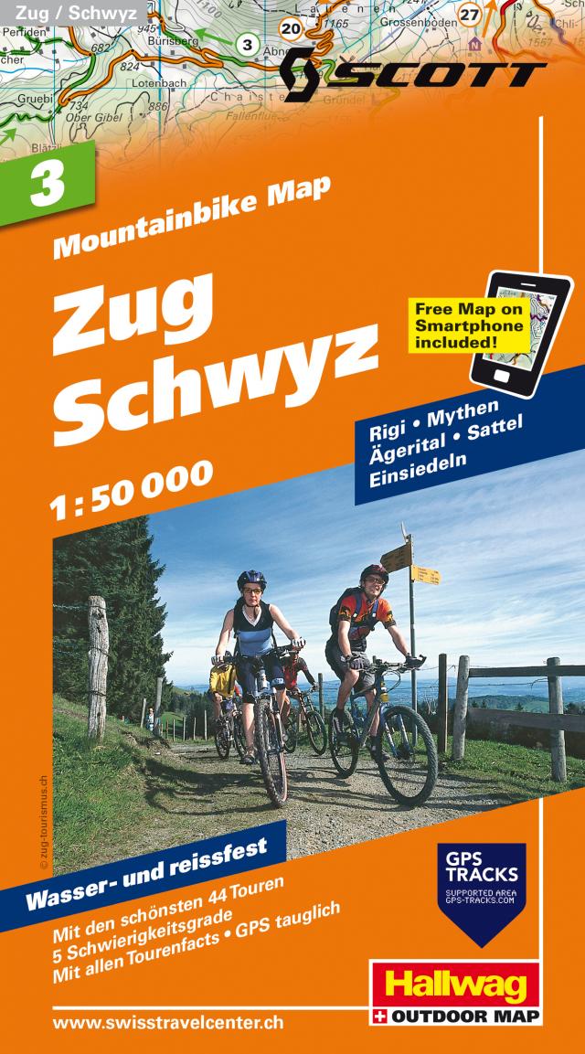 Zug Schwyz Nr. 03 Mountainbike-Karte 1:50 000