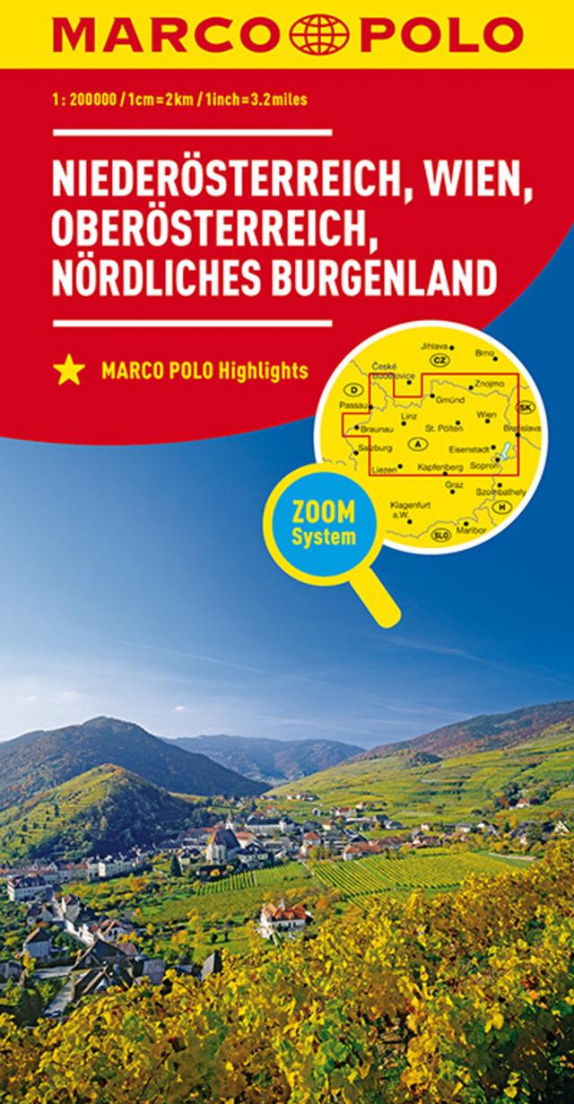 MARCO POLO Regionalkarte Österreich Blatt 01 Niederösterreich, Oberösterreich 1:200 000
