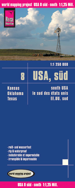 Reise Know-How Landkarte USA 08, Süd (1:1.250.000) : Kansas, Oklahoma, Texas