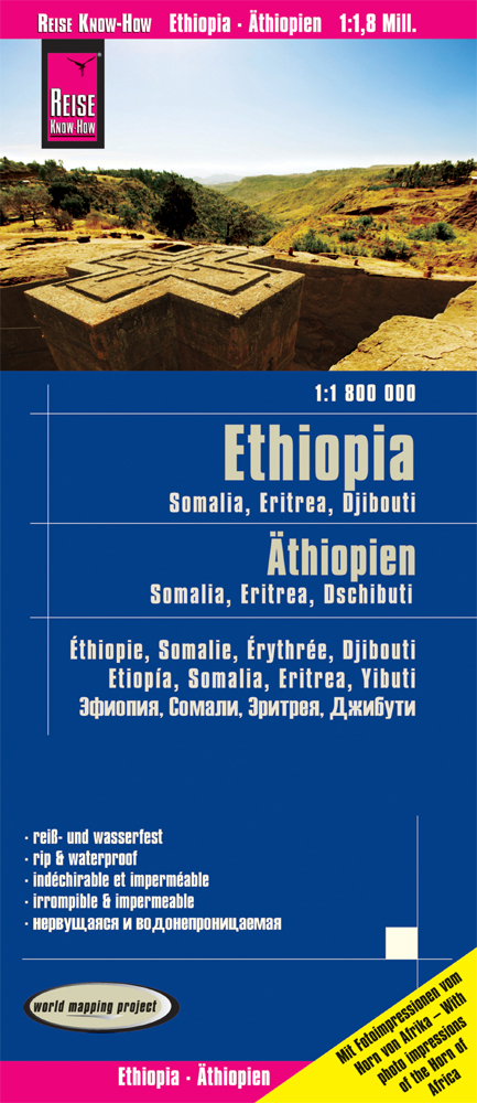 Reise Know-How Landkarte Äthiopien, Somalia, Eritrea, Dschibuti / Ethiopia, Somalia, Djibouti, Eritrea (1:1.800.000)