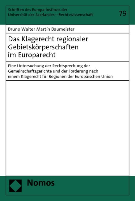Das Klagerecht regionaler Gebietskörperschaften im Europarecht
