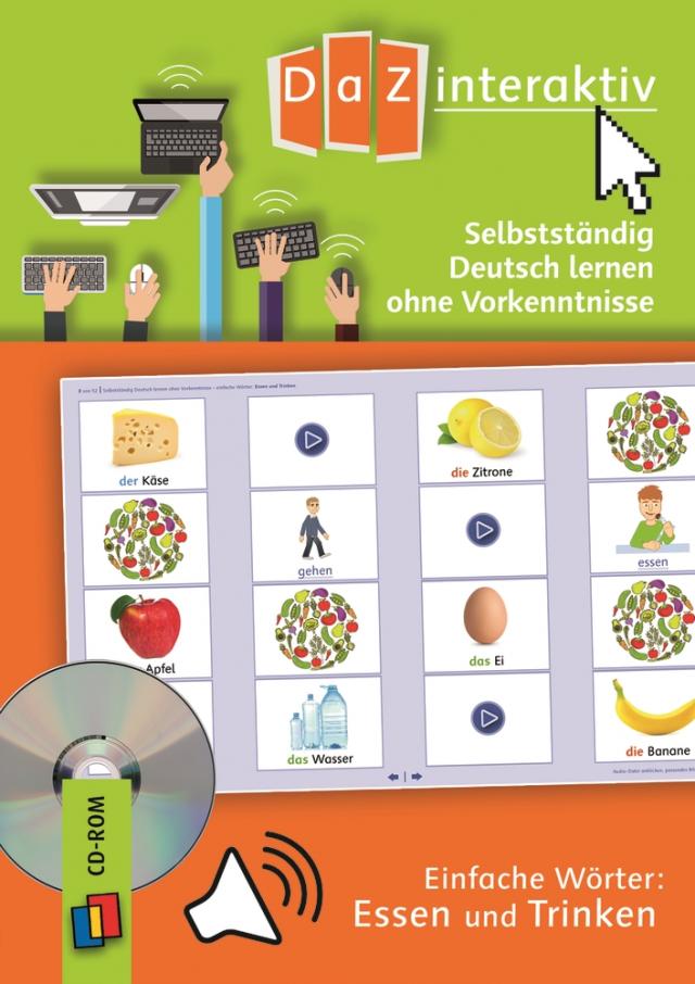 Selbstständig Deutsch lernen ohne Vorkenntnisse - einfache Wörter: Essen und Trinken - Pro-Lizenz