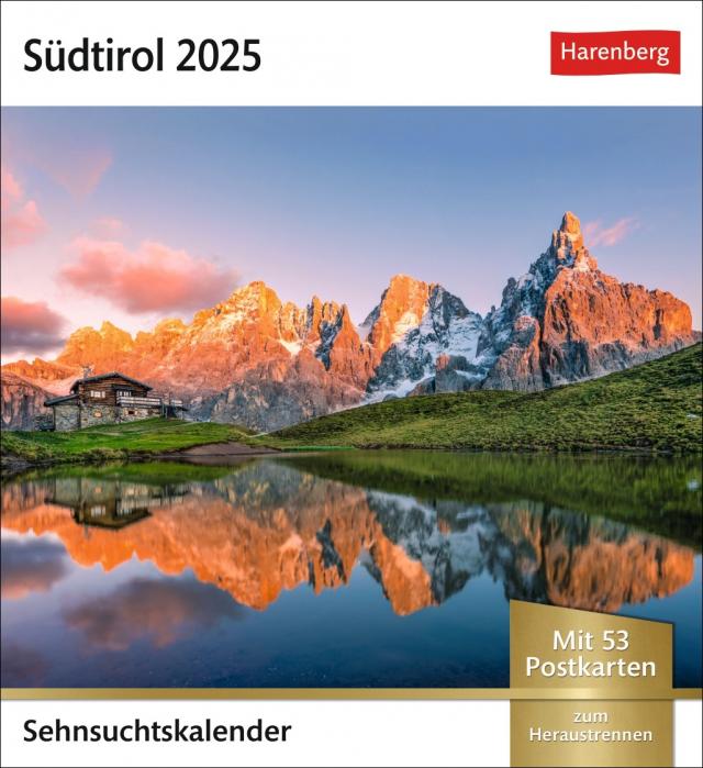 Südtirol Sehnsuchtskalender 2025 - Wochenkalender mit 53 Postkarten