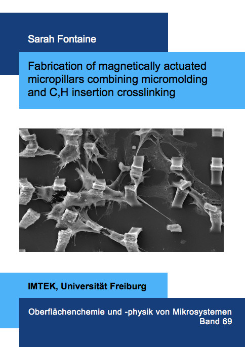 Fabrication of magnetically actuated micropillars combining micromolding and C,H insertion crosslinking