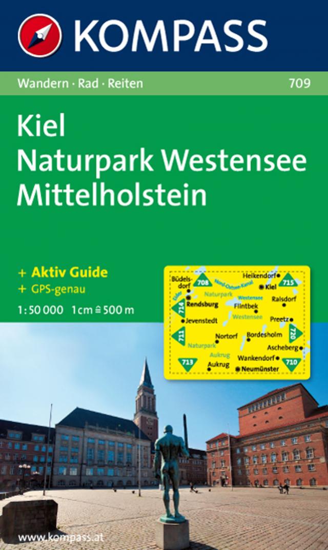 KOMPASS Wanderkarte 709 Kiel - Naturpark Westensee - Mittelholstein 1:50.000