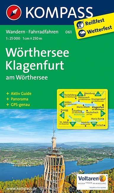 Wörthersee - Klagenfurt am Wörthersee 061|Wanderkarte mit Kurzführer, Radrouten und Panorama. GPS-genau. 1:25000|Reihe: KOMPASS Wanderkarten 061