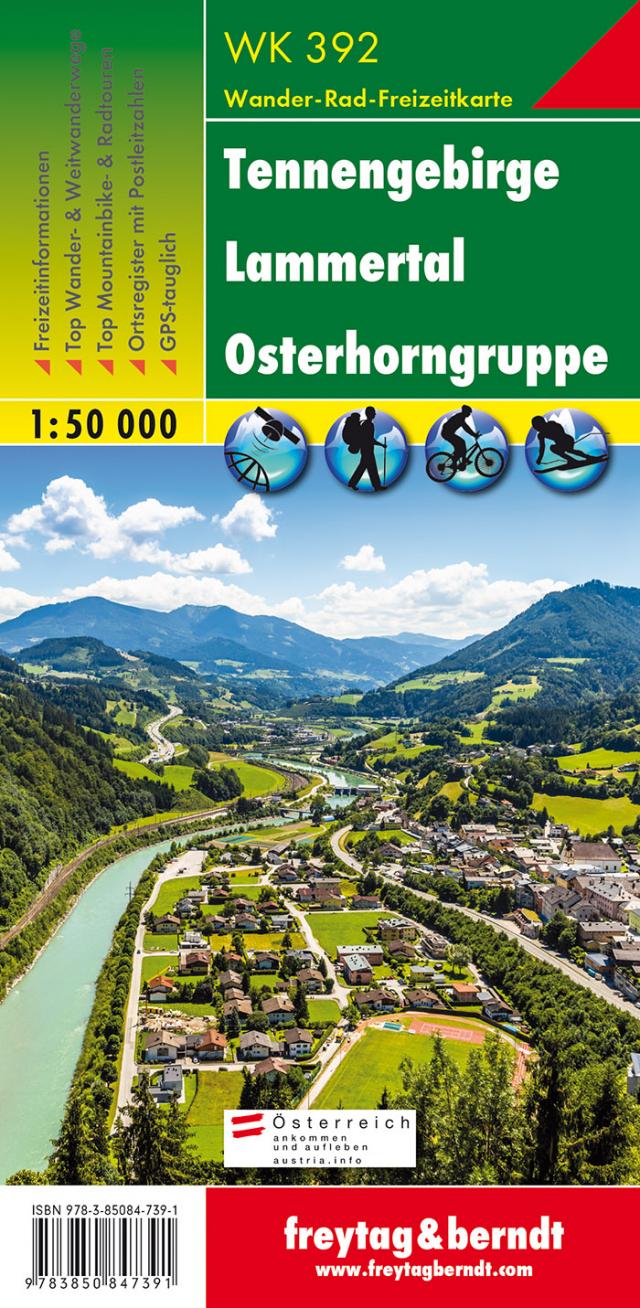 Tennengebirge - Lammertal - Osterhorngruppe, Wanderkarte 1:50.000, freytag & berndt, WK 392