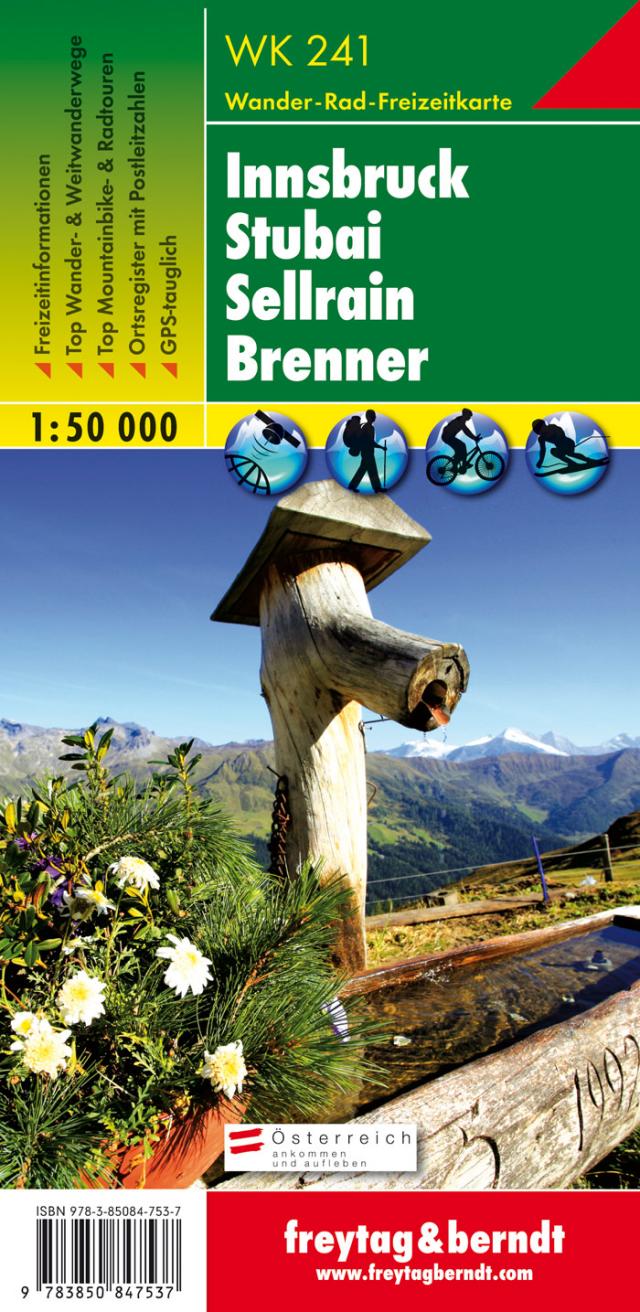 Freytag & Berndt Wander-, Rad- und Freizeitkarte Innsbruck, Stubai, Sellrain, Brenner