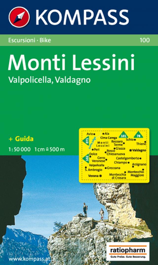 KOMPASS Wanderkarte 100 Monti Lessini - Valpolicella - Valdagno 1:50.000