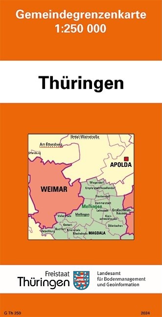 Gemeindegrenzkarte Thüringen 1:250 000