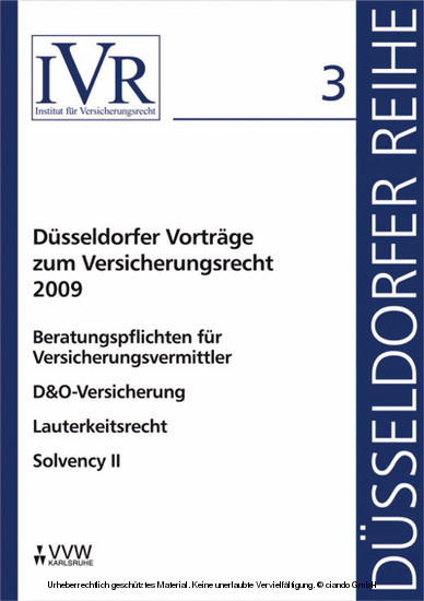 Düsseldorfer Vorträge zum Versicherungsrecht 2009