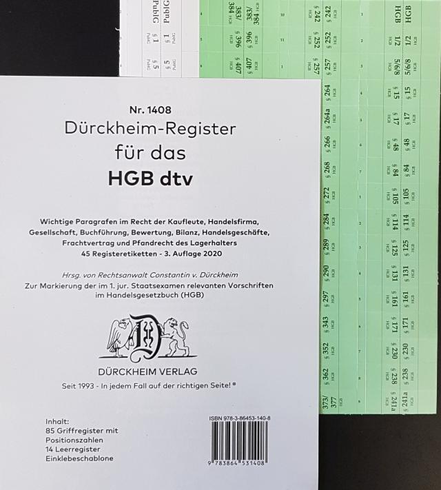 DürckheimRegister® HGB im dtv OHNE Stichworte