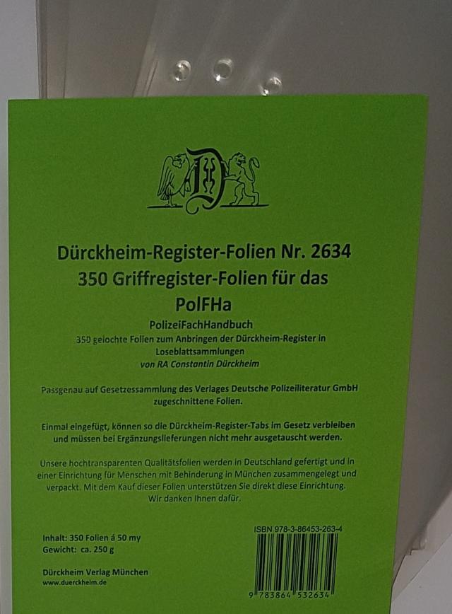 350 DürckheimRegister®-FOLIEN für das PolFHa (VDP)