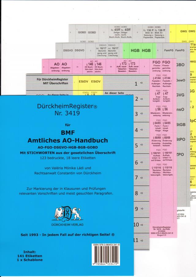 DürckheimRegister® Amtliches AO-Handbuch BMF • MIT Stichworten