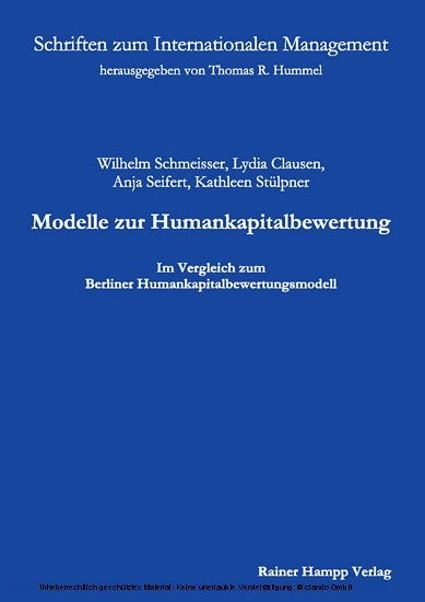 Modelle zur Humankapitalbewertung - Im Vergleich zum Berliner Humankapitalbewertungsmodell