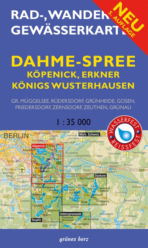 Rad-, Wander- und Gewässerkarte Dahme-Spree: Köpenick, Erkner, Königs Wusterhausen
