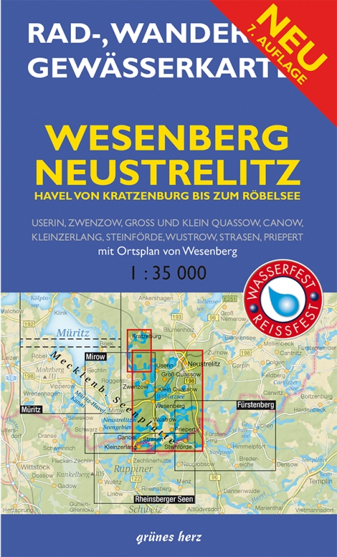 Rad-, Wander- und Gewässerkarte Wesenberg, Neustrelitz – Havel von Ratzeburg bis zum Röblinsee