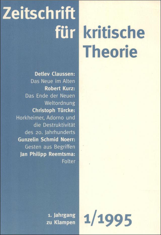 Zeitschrift für kritische Theorie / Zeitschrift für kritische Theorie, Heft 1