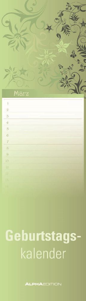 Geburtstagskalender Mini Floral - Wandkalender (9,5 x 33) - Jahresunabhängig
