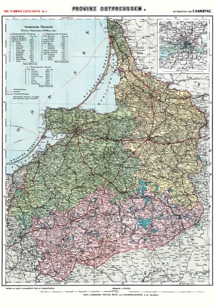 Historische Karte: Provinz OSTPREUSSEN im Deutschen Reich - um 1910 [gerollt]
