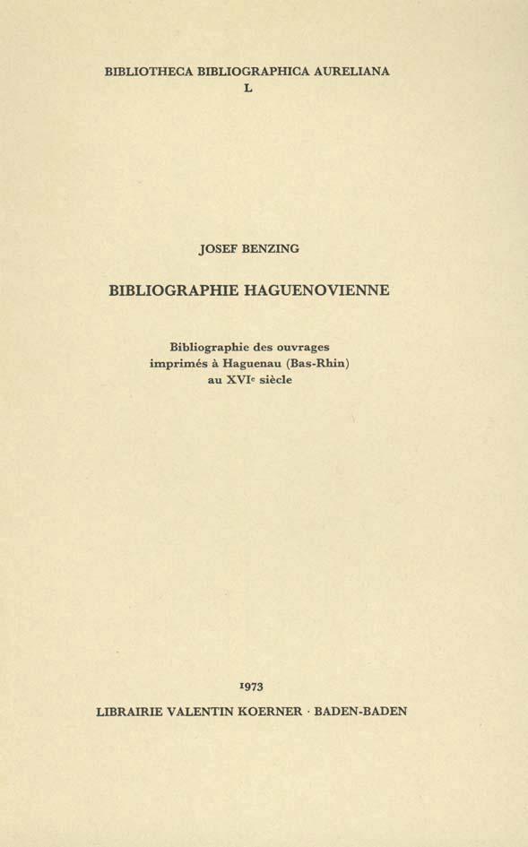 Bibliographie Haguenovienne