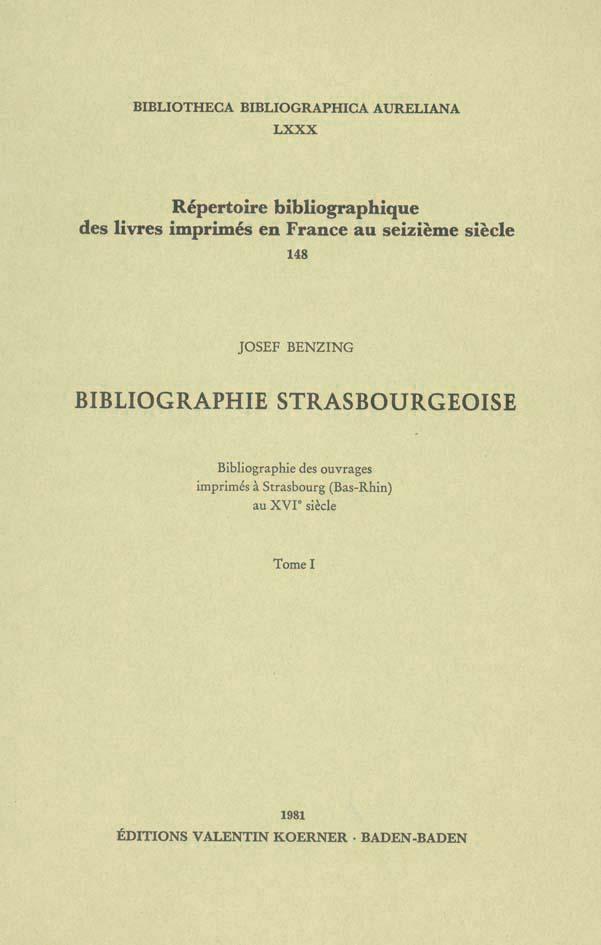 Bibliographie Strasbourgeoise