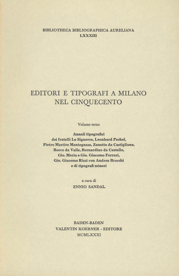 Editori e tipografi a Milano nel Cinquecento