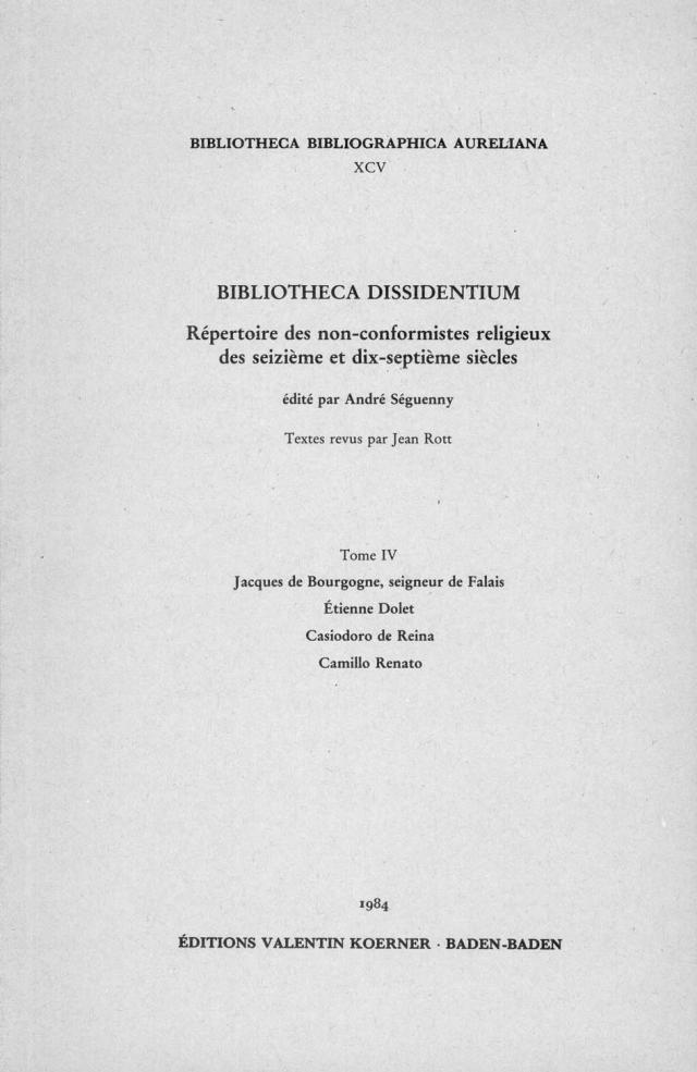 Bibliotheca Dissidentium IV