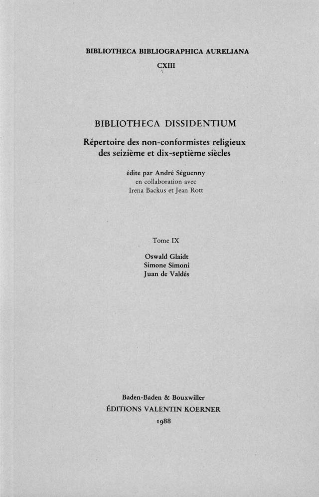 Bibliotheca Dissidentium IX