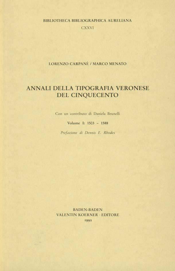 Annali della Tipografia Veronese del Cinquecento