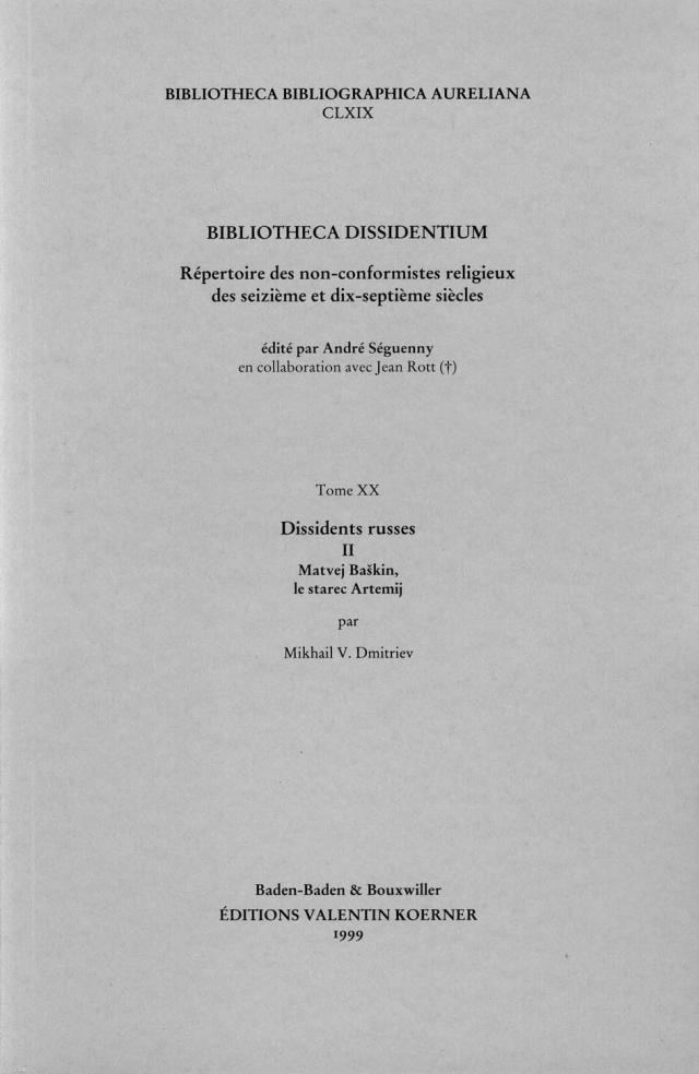 Bibliotheca Dissidentium XV