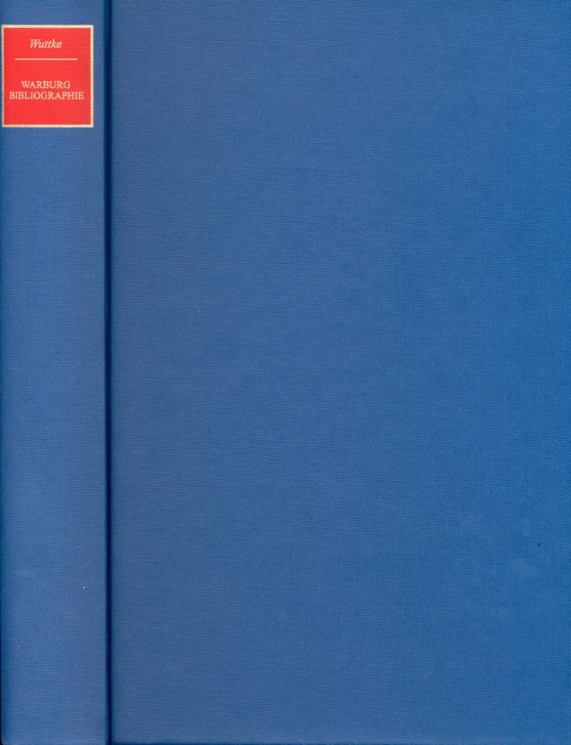 Aby M. Warburg Bibliographie 1866 bis 1995