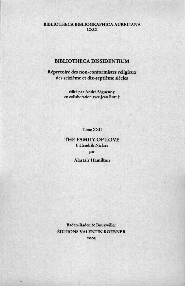Family of Love / Bibliotheca Dissidentium XXII