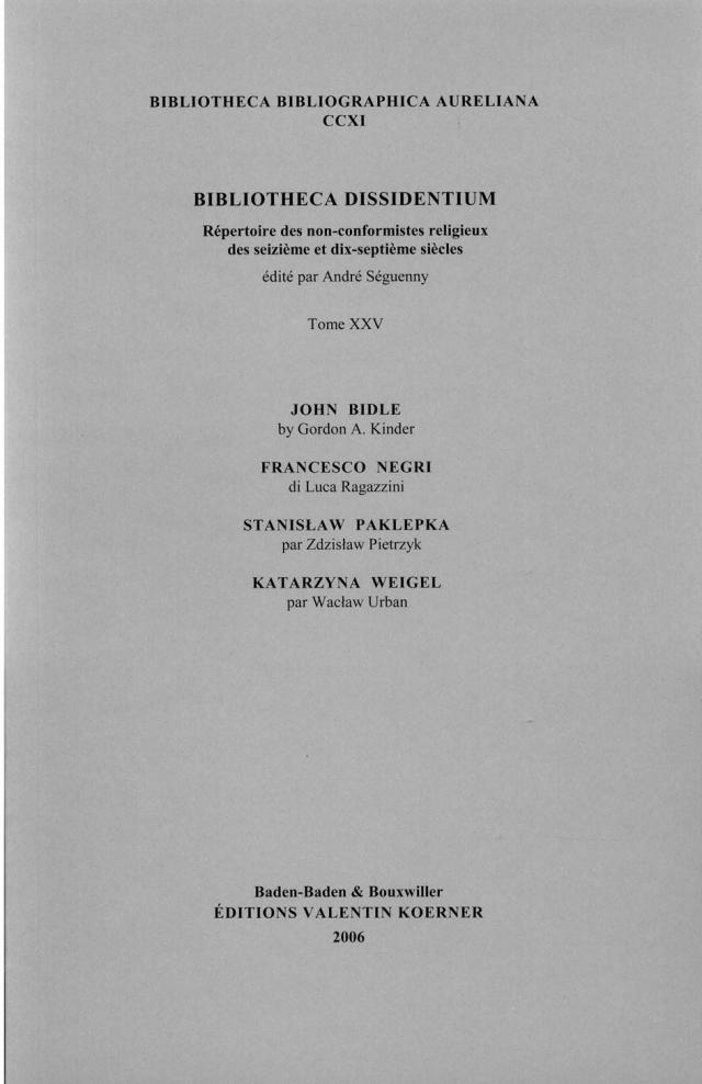 Bibliotheca Dissidentium XXV