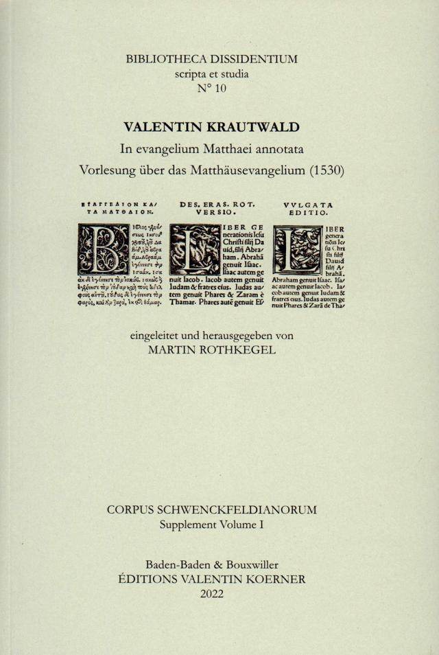 In evangelium Matthaei annotata. Vorlesung über das Matthäusevangelium (1530).