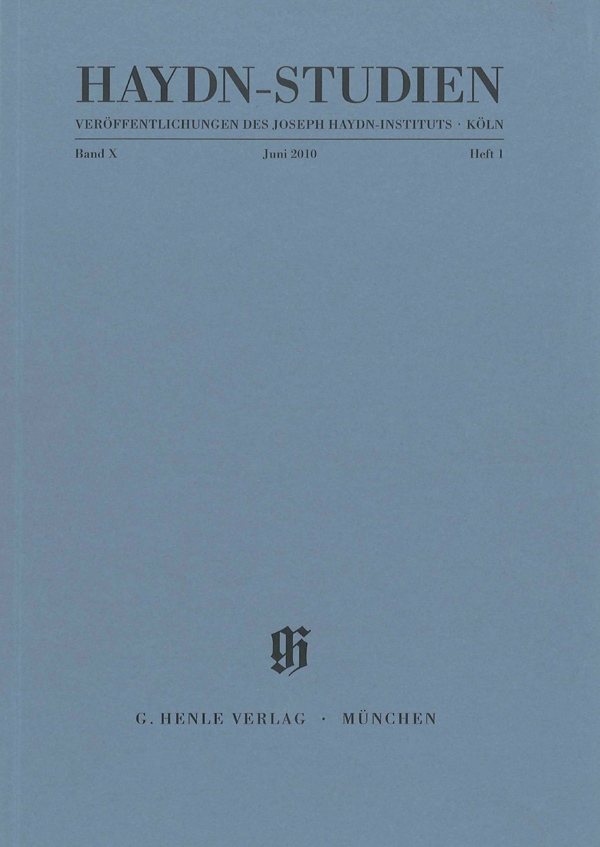 Haydn-Studien. Veröffentlichungen des Joseph Haydn-Instituts Köln, Band X, Heft 1, Juni 2010