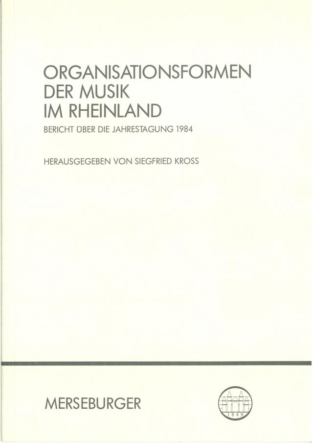 Organisationsformen der Musik im Rheinland