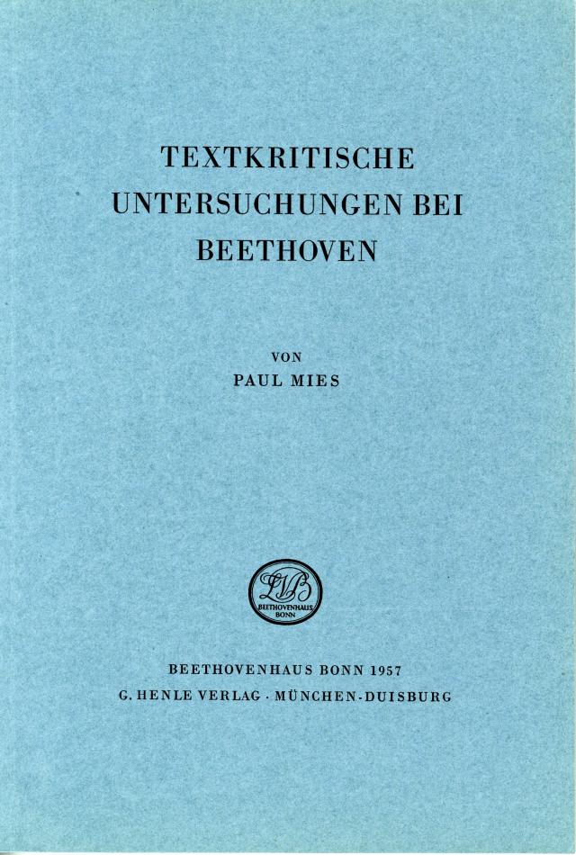 Textkritische Untersuchungen bei Beethoven