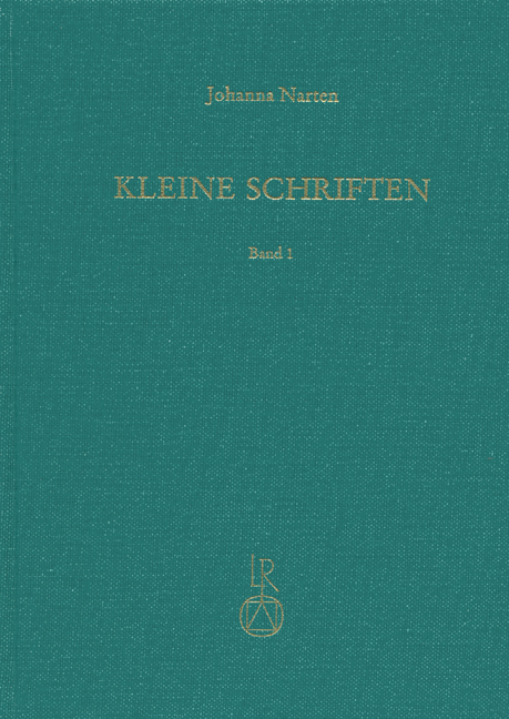 Johanna Narten. Kleine Schriften