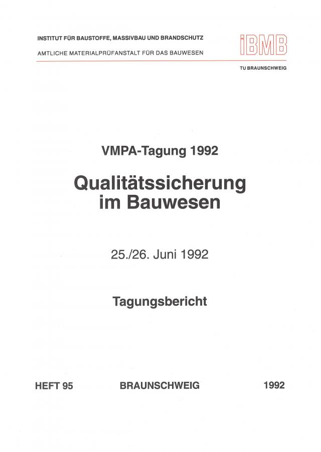 VMPA-Tagung 1992 Qualitätssicherung im Bauwesen