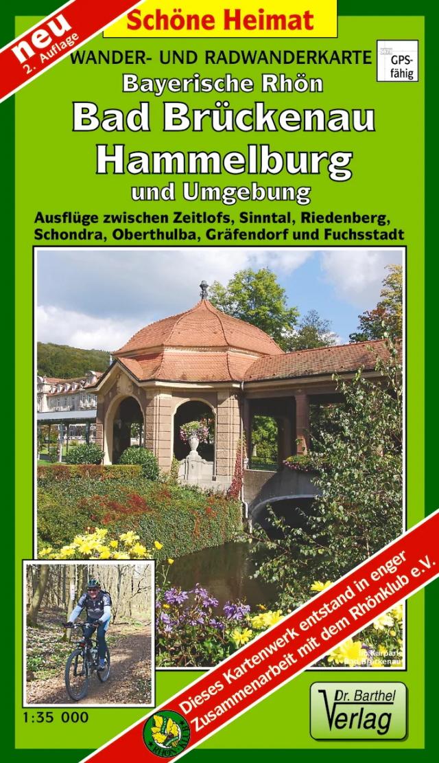 Wander- und Radwanderkarte Bayerische Rhön, Bad Brückenau, Hammelburg und Umgebung