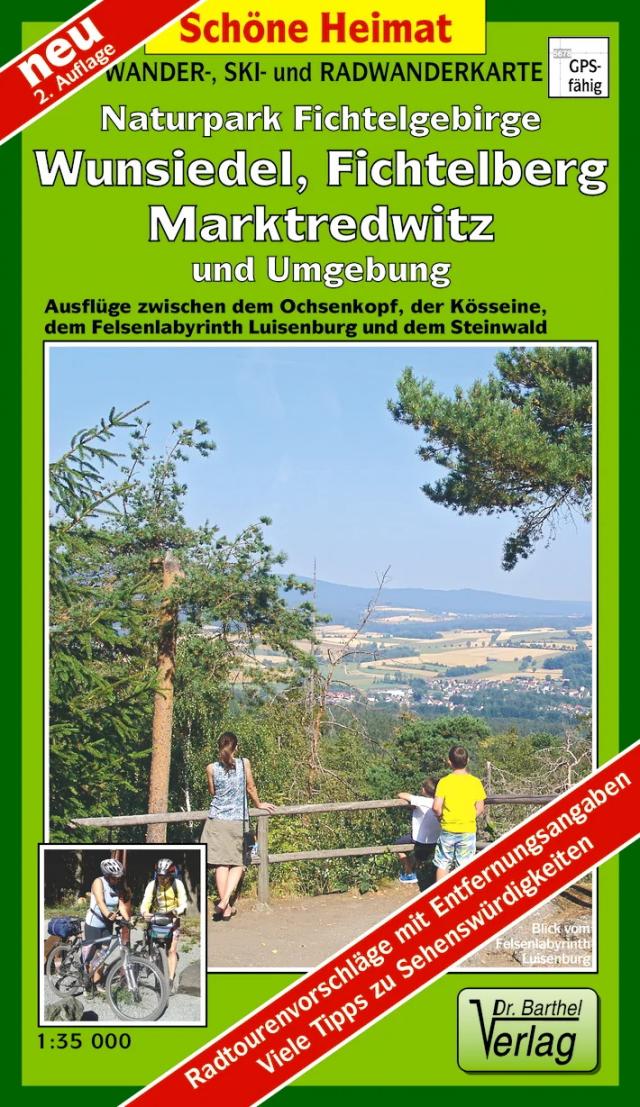 Wander-, Ski- und Radwanderkarte Naturpark Fichtelgebirge, Wunsiedel, Fichtelberg, Marktredwitz und Umgebung
