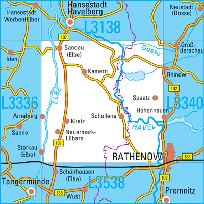 L3338 Arneburg Topographische Karte 1:50000