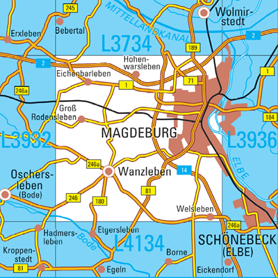L3934 Magdeburg Topographische Karte 1:50000