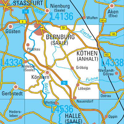L4336 Bernburg (Saale) Topographische Karte 1:50000