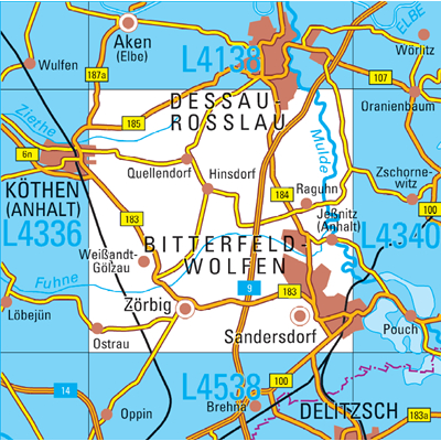 L4338 Bitterfeld-Wolfen Topographische Karte 1:50000
